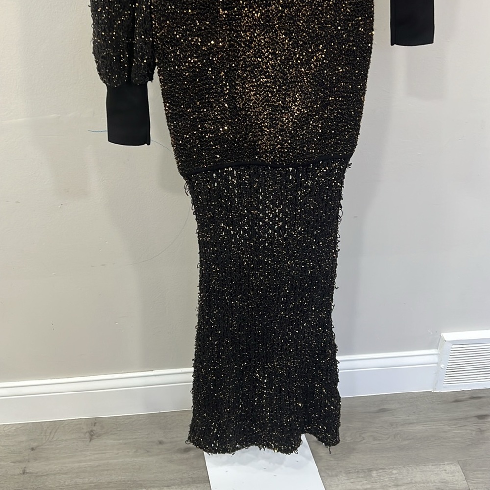 Dodiee GAIA crochet sequin maxi dress in black gold long sleeve - Picture 10 of 15